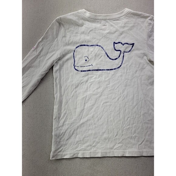 Vineyard Vines YOUTH Kids Girl Size M (10-12) White Long Sleeve Cotton Whale Tee - Picture 2 of 9